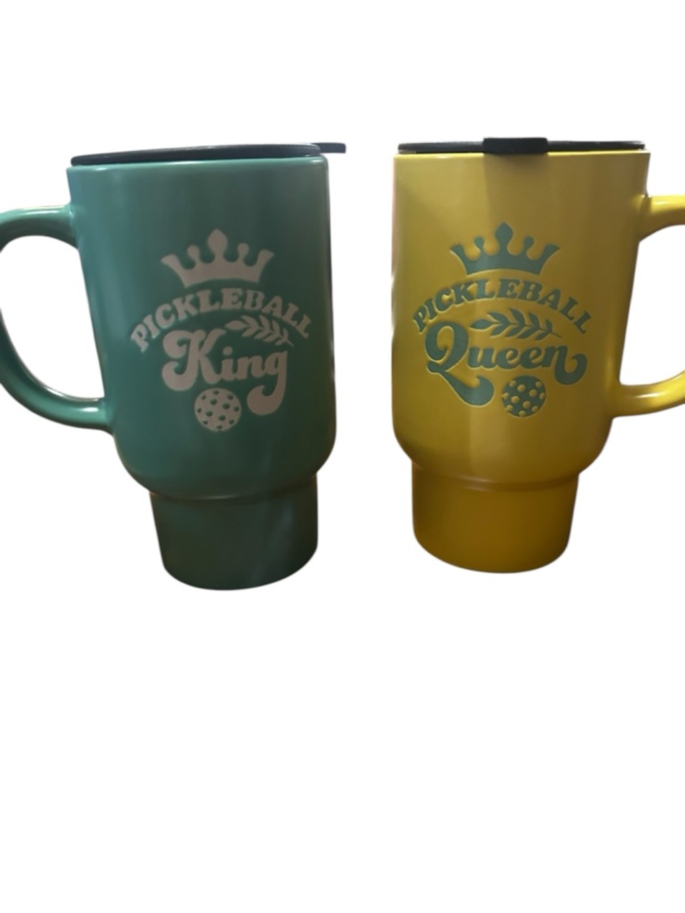 Pickleball King & Queen Travel Mugs Set New